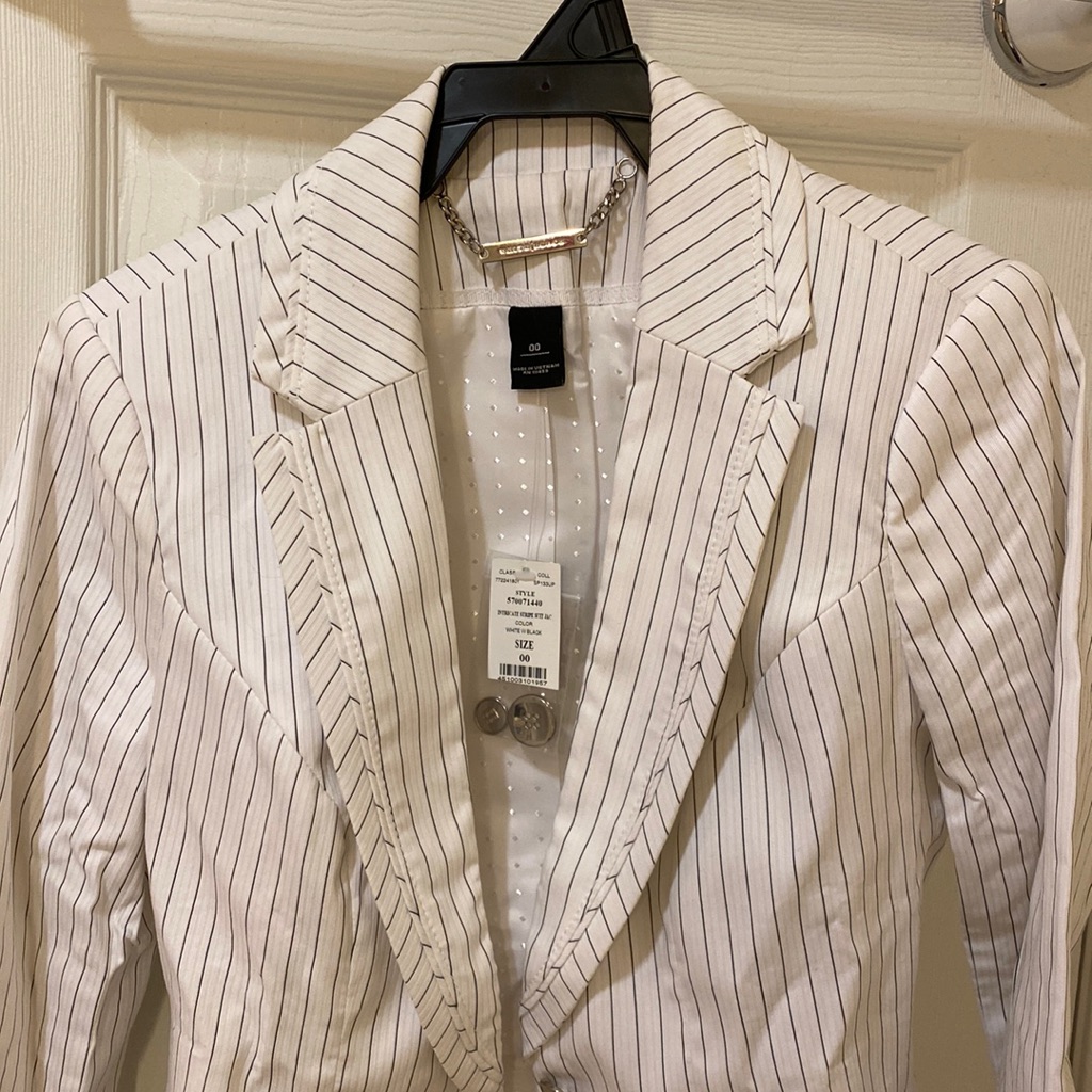 Whbm Nwt Jacket White With Black Stripes Size 00